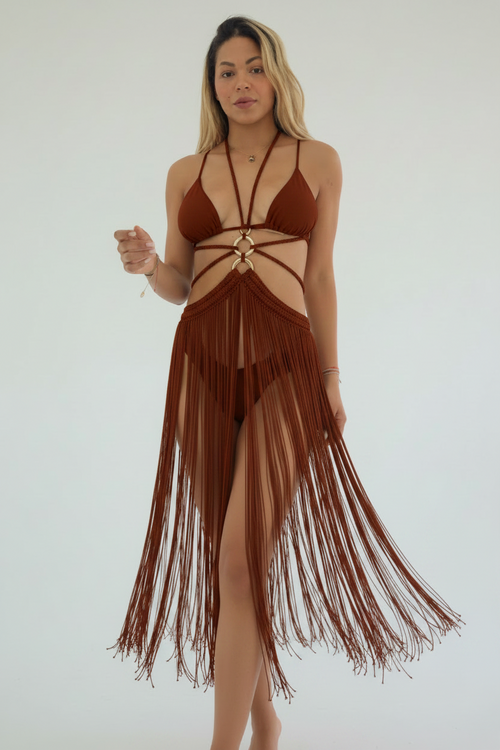 MIZZBOGI TASSEL 2023 - falda tejida a mano con flecos largos boho